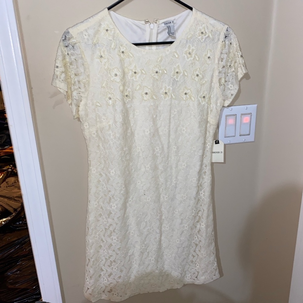 White/ beige lace dress